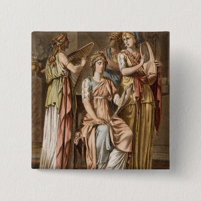 Bóton Quadrado 5.08cm Coro das mulheres israelitas, trajes para "Esther" (Frente)