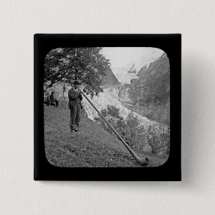 Bóton Quadrado 5.08cm Corrediça de lanterna mágica de Alphorn do vintage