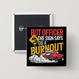 Bóton Quadrado 5.08cm Corrida engraçada de carro burnout corrida de arra