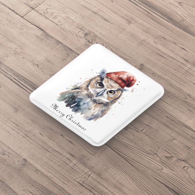 Bóton Quadrado 5.08cm Coruja Invernal Encantada, personalizada (Criador carregado)