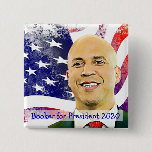 Bóton Quadrado 5.08cm Cory Booker para a eleição do presidente dos EUA e