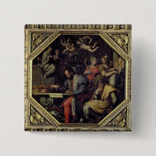Bóton Quadrado 5.08cm Cosimo mim de Medici (1519-74) que planeia os