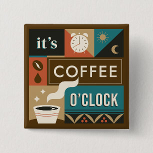Bóton Quadrado 5.08cm Cotações Coloridas do Café