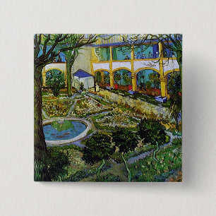 Bóton Quadrado 5.08cm Courtyard do Hospital de Arles Van Gogh de Belas A