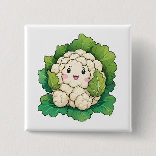 Bóton Quadrado 5.08cm Couve-flor Kawaii