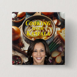 Bóton Quadrado 5.08cm Cozinhar Com Kamala