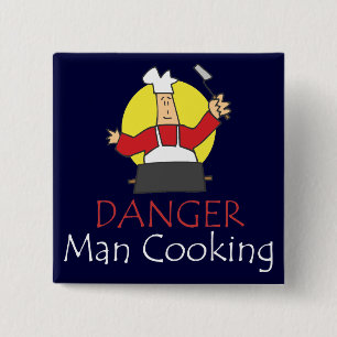 Bóton Quadrado 5.08cm Cozinhar do homem do perigo