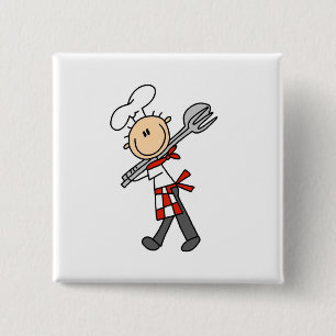 Bóton Quadrado 5.08cm Cozinheiro chefe com os botões dos Tongs da salada