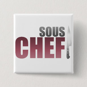 Bóton Quadrado 5.08cm Cozinheiro chefe vermelho de Sous