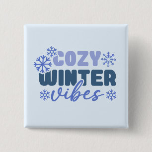 Bóton Quadrado 5.08cm Cozy Winter Vibes - Tipografia do Floco de Neve
