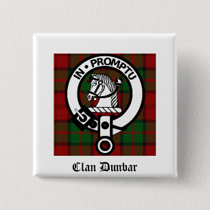 Bóton Quadrado 5.08cm Crachá Clan Dunbar Tartan & Crest