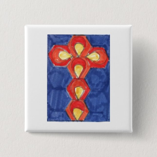 Bóton Quadrado 5.08cm Crachá Cross Motif Square (Frente)