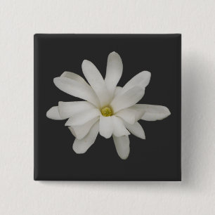 Bóton Quadrado 5.08cm Crachá da flor da magnólia de estrela