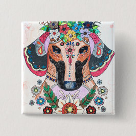 Bóton Quadrado 5.08cm Crachá Dachshund