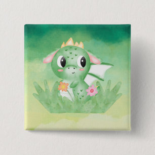Bóton Quadrado 5.08cm Crachá de Aquarela do Bebê Cachorro