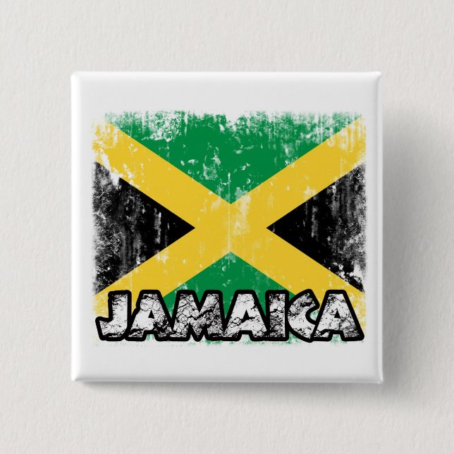 Bóton Quadrado 5.08cm Crachá de Jamaica (Frente)