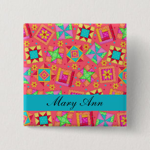 Bóton Quadrado 5.08cm Crachá de Nome da Lista de Patches de Turquesa Ver