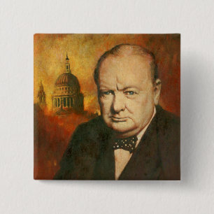 Bóton Quadrado 5.08cm Crachá de Winston Churchill do vintage
