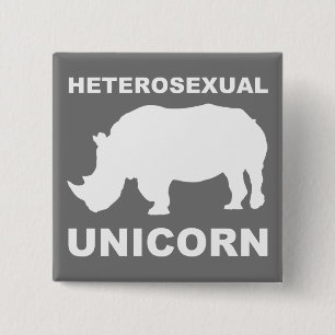 Bóton Quadrado 5.08cm Crachá do Botão Rinoceronte do Unicórnio Hetero