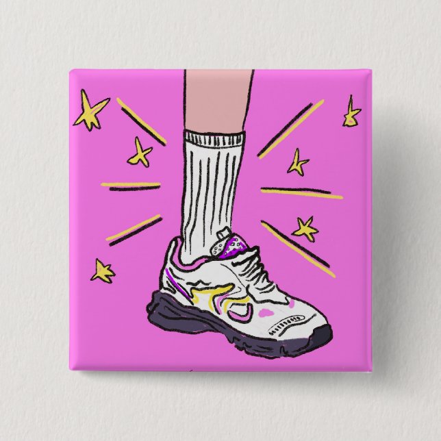 Bóton Quadrado 5.08cm Crachá Girlie de Alta Bula (Frente)