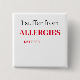 Bóton Quadrado 5.08cm Crachá Quadrado - Sofro De Alergias, Lista