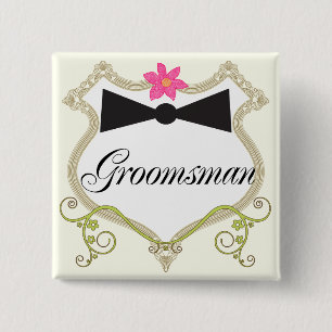 Bóton Quadrado 5.08cm Crachás De Casamento De Gravação Do Arco padrinho