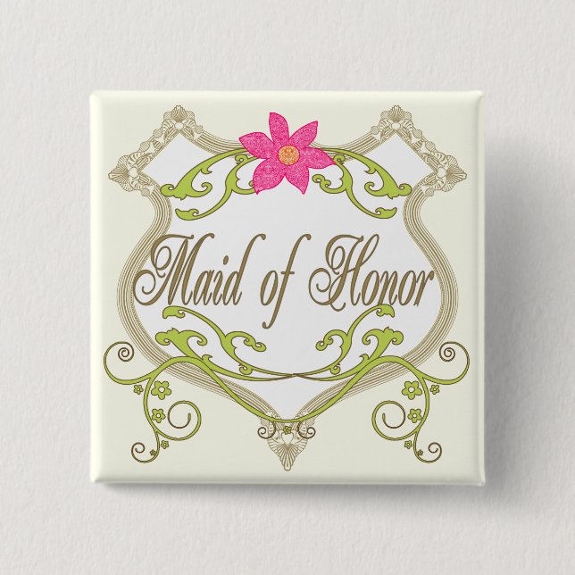 Bóton Quadrado 5.08cm Crachás de Casamento de madrinhas de casamento (Frente)
