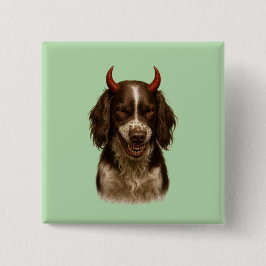 Bóton Quadrado 5.08cm Crachás de English Springer Spaniel com cara diabó