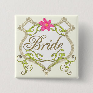 Bóton Quadrado 5.08cm Crachás Noivas de Casamento