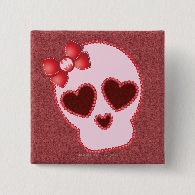 Bóton Quadrado 5.08cm Crânio De Batgirl Com Arco (Frente)