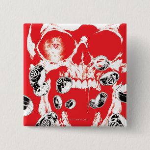 Bóton Quadrado 5.08cm Crânio e anéis - vermelho