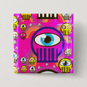 Bóton Quadrado 5.08cm Crânios bonitos & crânios estrangeiros no botão