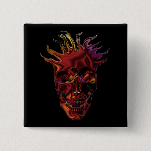 Bóton Quadrado 5.08cm crânios cromados (Frente)