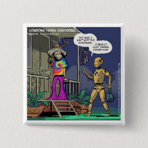 Bóton Quadrado 5.08cm Crash Test Hippie Engraçado