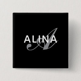 Bóton Quadrado 5.08cm Create Your Own Name Monogram Design 2'' Square