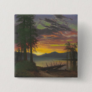 Bóton Quadrado 5.08cm Crepúsculo, Lake Tahoe, c.1870s (óleo em canvas)