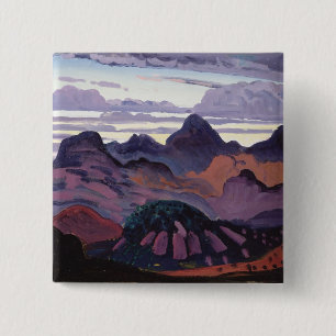 Bóton Quadrado 5.08cm Crepúsculo profundo, Pyrenees, c.1912-13 (óleo n