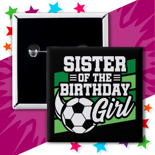Bóton Quadrado 5.08cm Crianças Festa de Futebol Irmã de Aniversário
