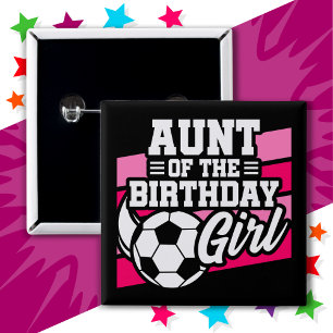 Bóton Quadrado 5.08cm Crianças Festa de Futebol Tia de Aniversário