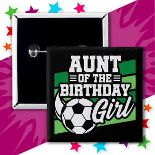 Bóton Quadrado 5.08cm Crianças Festa de Futebol Tia de Aniversário