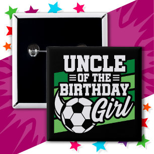 Bóton Quadrado 5.08cm Crianças Festa de Futebol Tio da Garota de Anivers