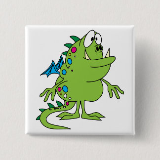 Bóton Quadrado 5.08cm criatura do monstro do dragão verde-giro