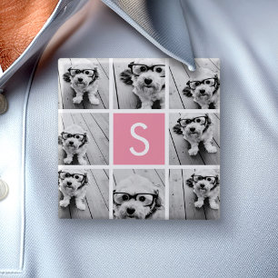 Bóton Quadrado 5.08cm Crie Seu Próprio Colagem de Instagram com Monogram