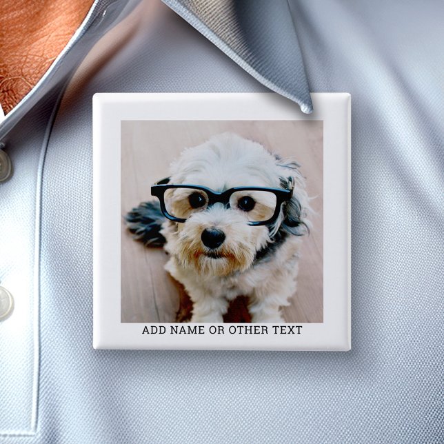 Bóton Quadrado 5.08cm Crie sua própria borda branca da Galeria de Fotogr (Custom Photo Button)