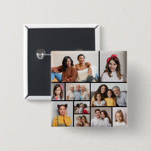 Bóton Quadrado 5.08cm Crie Sua Própria Colagem de 10 Fotos