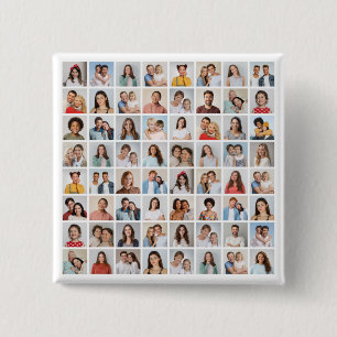 Bóton Quadrado 5.08cm Crie Sua Própria Colagem de Fotos Personalizada de