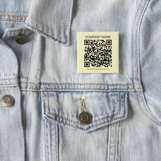 Bóton Quadrado 5.08cm Crie um Código QR | Amarelo Claro (In Situ)