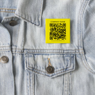 Bóton Quadrado 5.08cm Crie um Código QR Amarelo Pálido