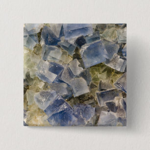 Bóton Quadrado 5.08cm Cristais azuis da fluorite na matriz