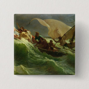Bóton Quadrado 5.08cm Cristo adormecido em seu barco